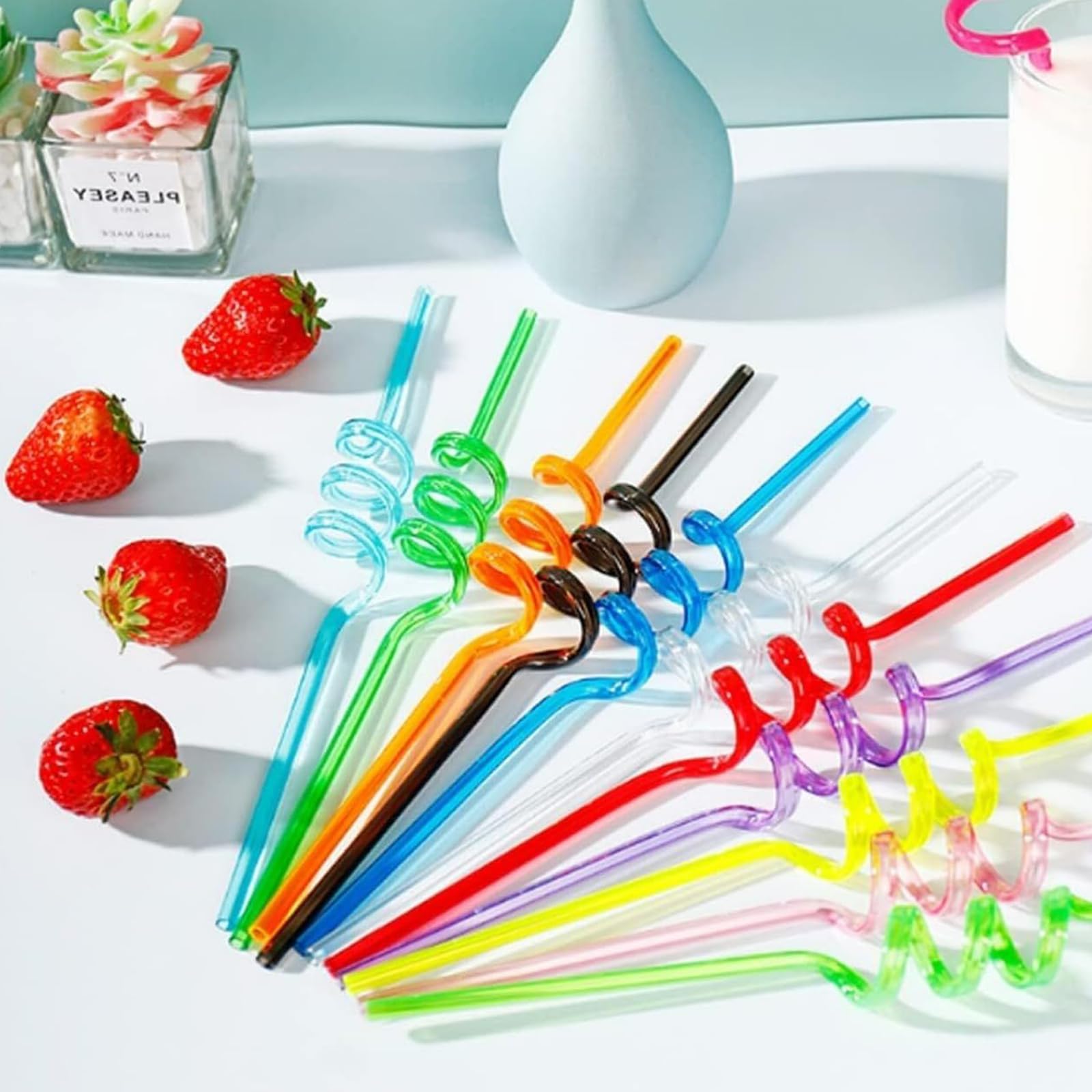 10 Pieces Curly Straws, Silly Straws, Plastic Straws Reusable - Image 5
