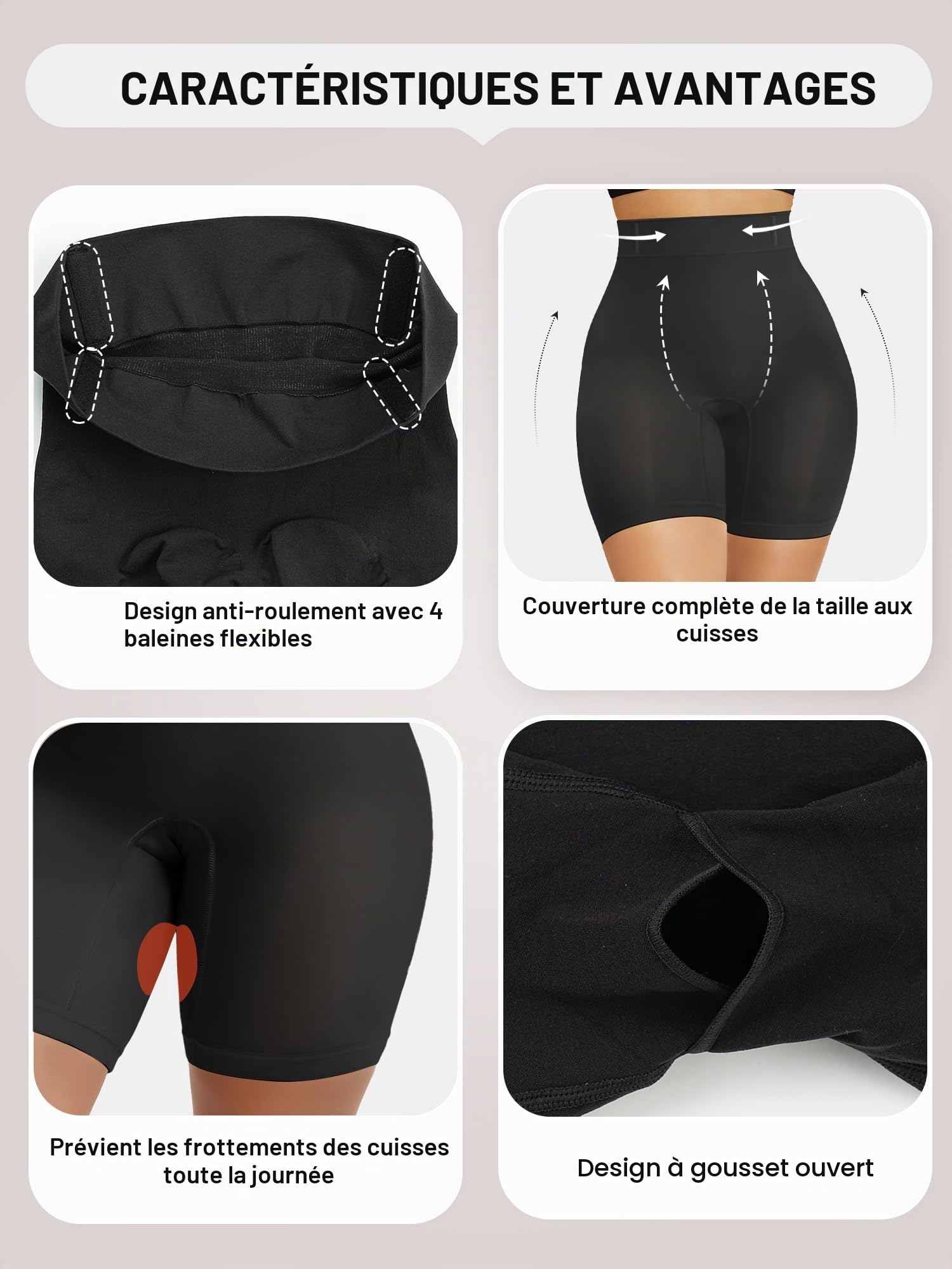SHAPERX Culotte Gainante Femme Ventre Plat Amincissante Shapewear Sculptant Culottes Invisible Panty Short Gainant sous-Vêtement