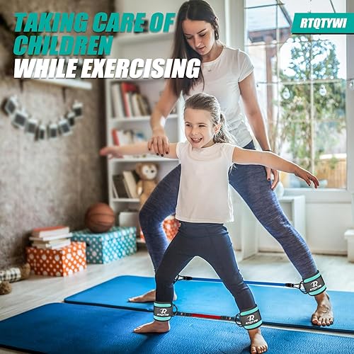 Miniatura 4 de Juego de bandas de resistencia de tobillo, banda de tubo de tobillo con ajustable, bandas de resistencia de 3 libras diferentes, entrenamiento de