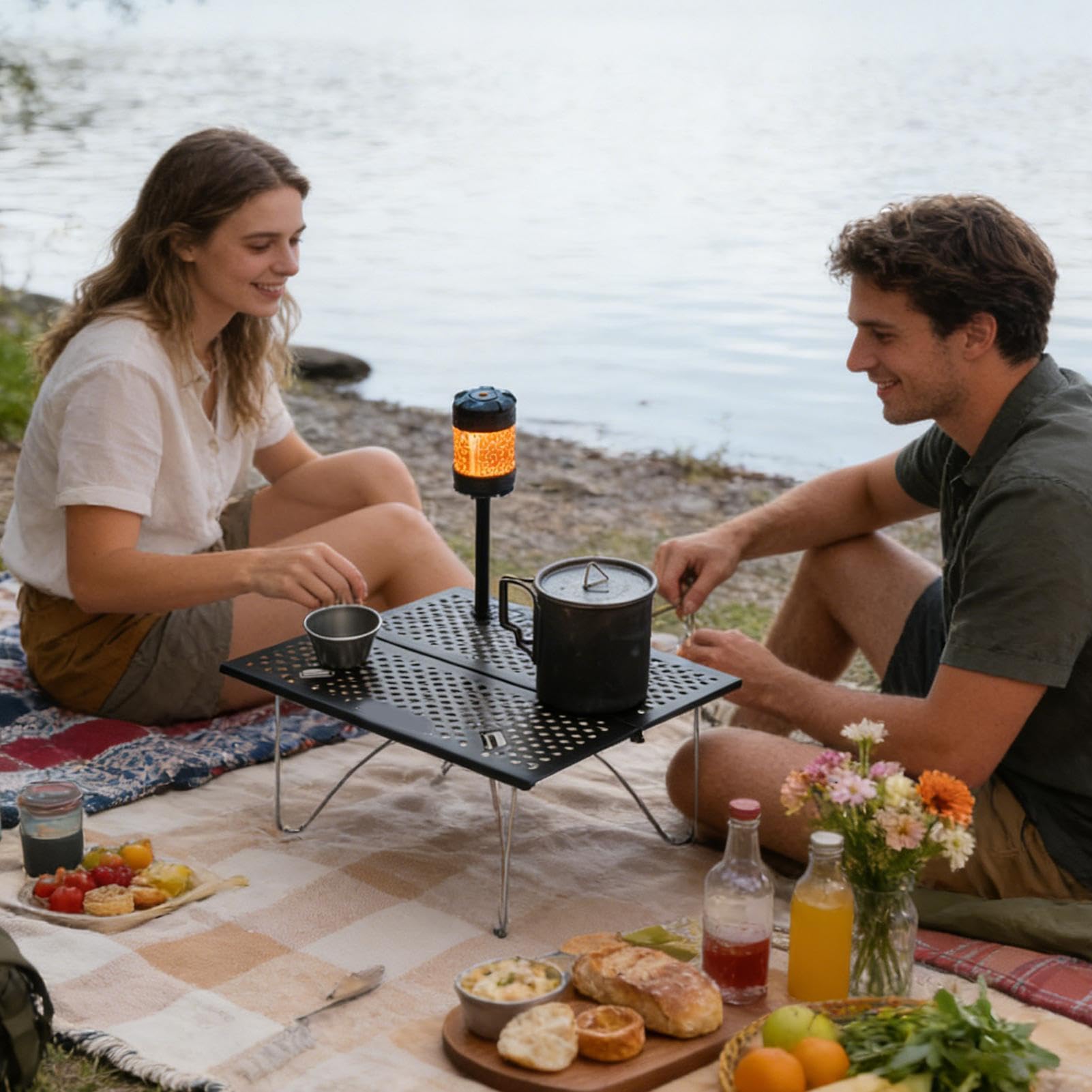 Klapptisch für den Außenbereich – hohl, tragbar, rutschfest | Stabiler, faltbarer Camp-Ständer | Wandern im Innenbereich, Rucksack, Angeln, , Reisen, Hinterhof, Grill, Küchenzubehör, aus Al