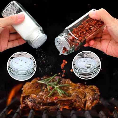 Miniatura 5 de Datttcc Tarros de especias de 4 onzas con etiquetas, tarros de especias de vidrio con tapas de bambú, juego de recipientes de especias con etiquetas