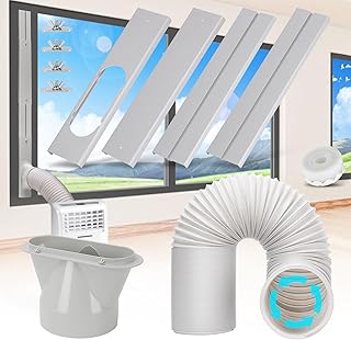 Kerykwan Portable Air Conditioner Window Vent Kit with 5.1” Exhaust Hose Adjustable Portable AC Window Kit for Ducting Universal AC Seal Panel (Panel Set+Exhaust Hose (Panel Set+Hose(5.1"/59"))