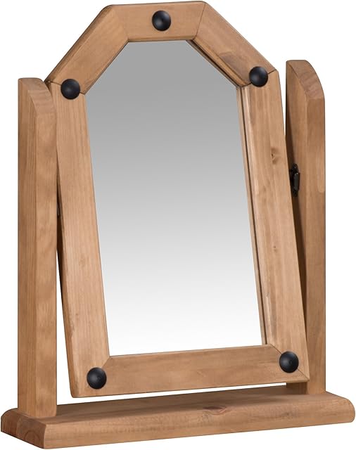 CORONA MEXICAN DISTRESSED WAXED PINE SINGLE SWIVEL DRESSING TABLE MIRROR