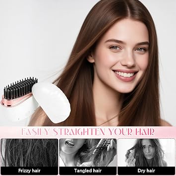 Mini Hair Straightener, New Rechargeable Wireless Portable Hair Straightener Comb, 2-Speed Temperature Control, Cordless Mini Hair Straightener Brush, Heat-Resistant Shell Travel Comb