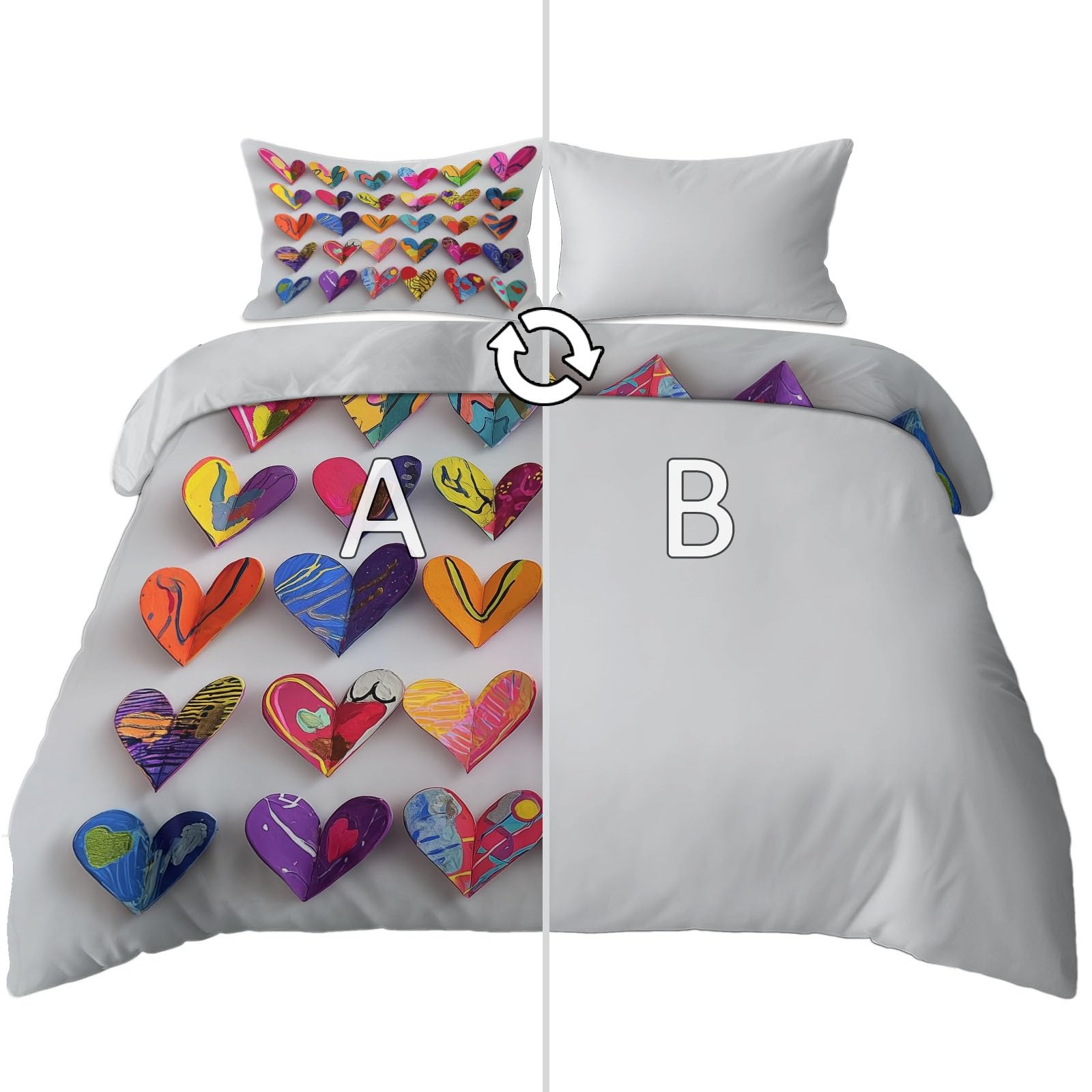 Housse de couette zippée anti-glisse hypoallergénique pour lit blanc 90x190