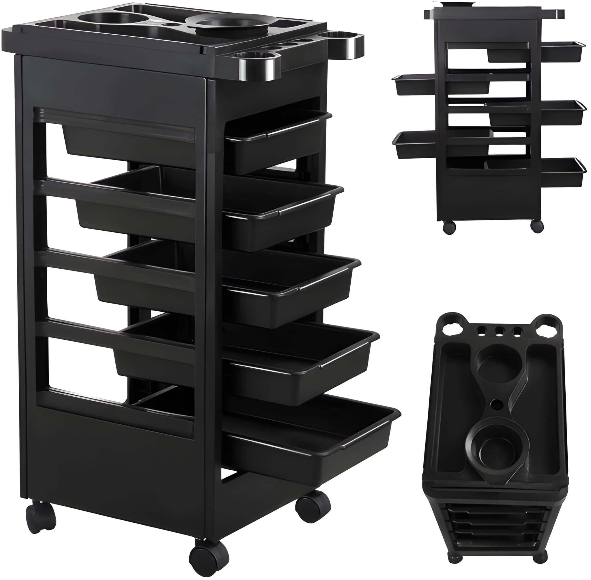 SWEETPEA®1Pcs 5Layer Salon Trolley SPA Beauty Hairdressing Rolling Trolley Cart with Drawers Hair Dryer Service Tray Trolley Cart with Wheels,5 Drawers, Rolling Cart for Extra Storage,Hair Stylist 2