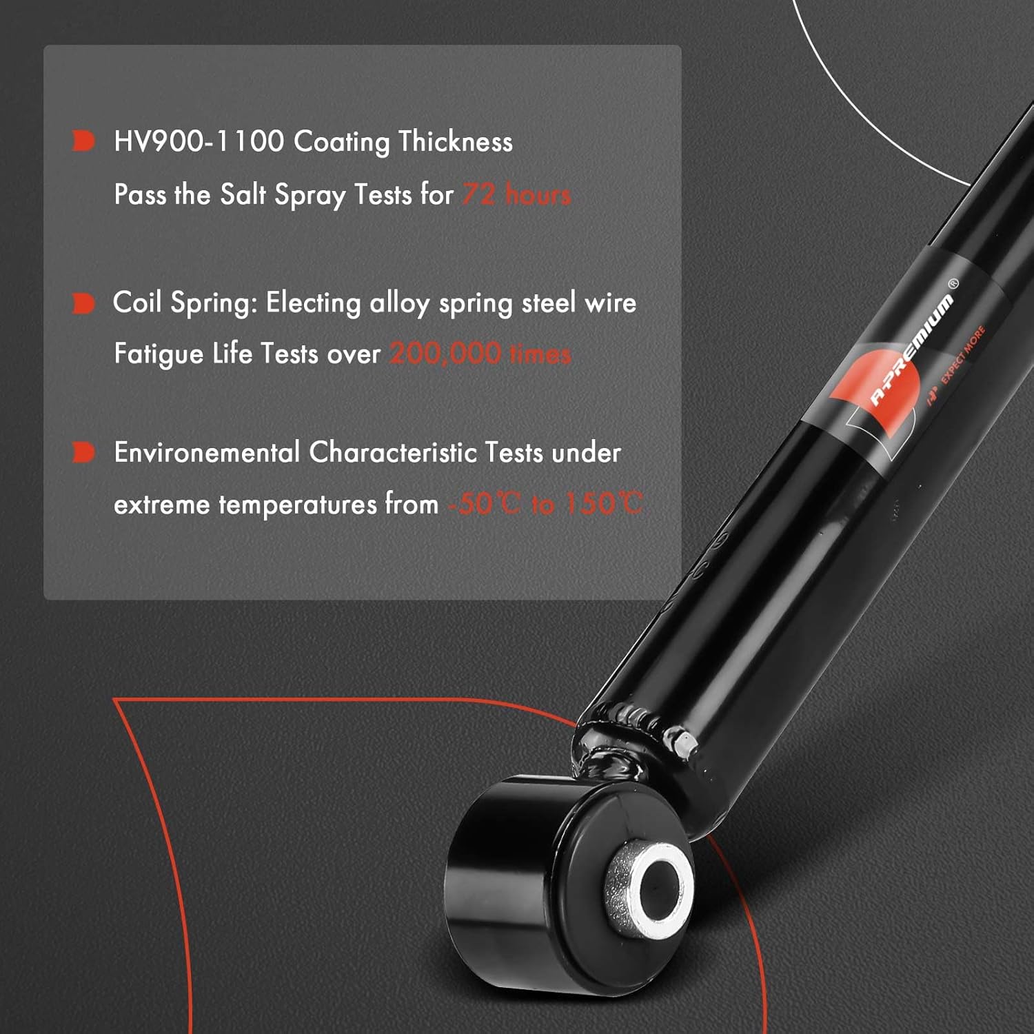 A-Premium Rear Suspension Shock Absorber Compatible with Hyundai Elantra 2017-2020, Elantra GT 2018-2020 & Kia Forte 2019-2024, 2-PC Set