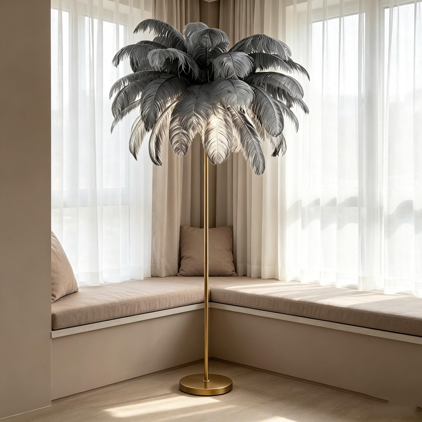 LCNDKF Aesthetic Indoor Feather Standing Floor Lamp