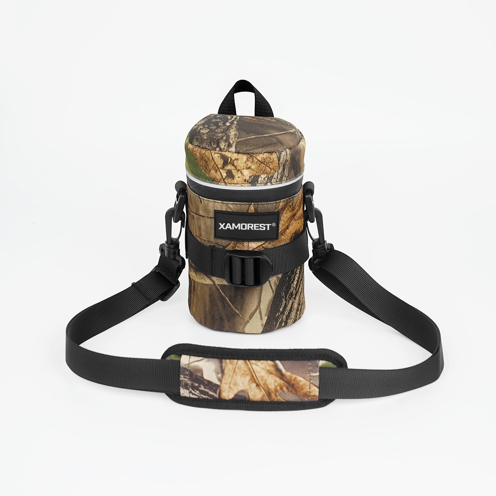 XAMOREST Camera Lens Case Lens Bag Compatible (3.15" x 5.71“(Nylon, Leaf))