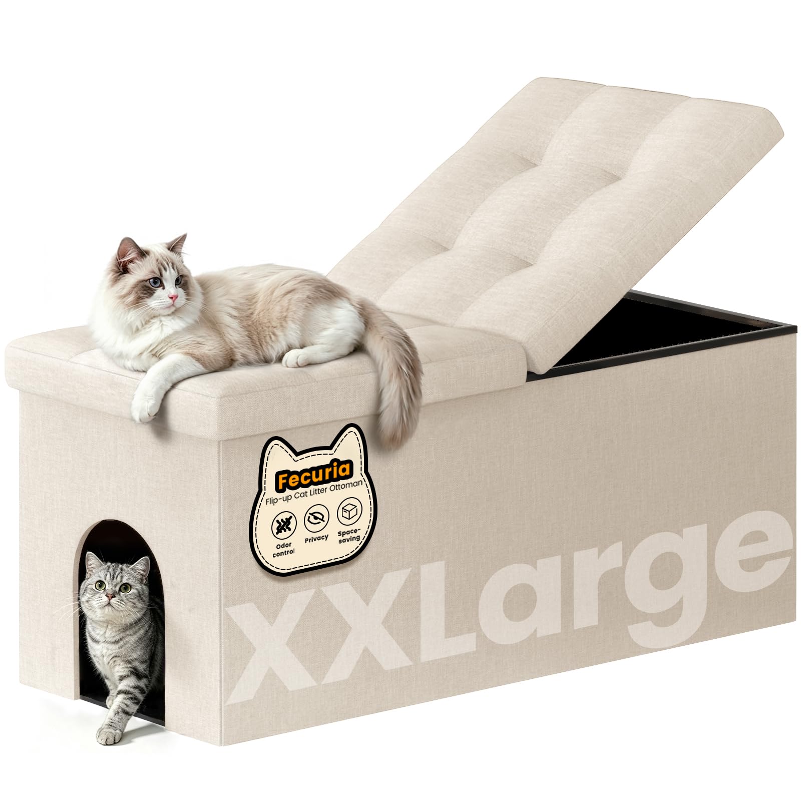 Stylish Cat Litter Box Enclosure - Dark Grey -16