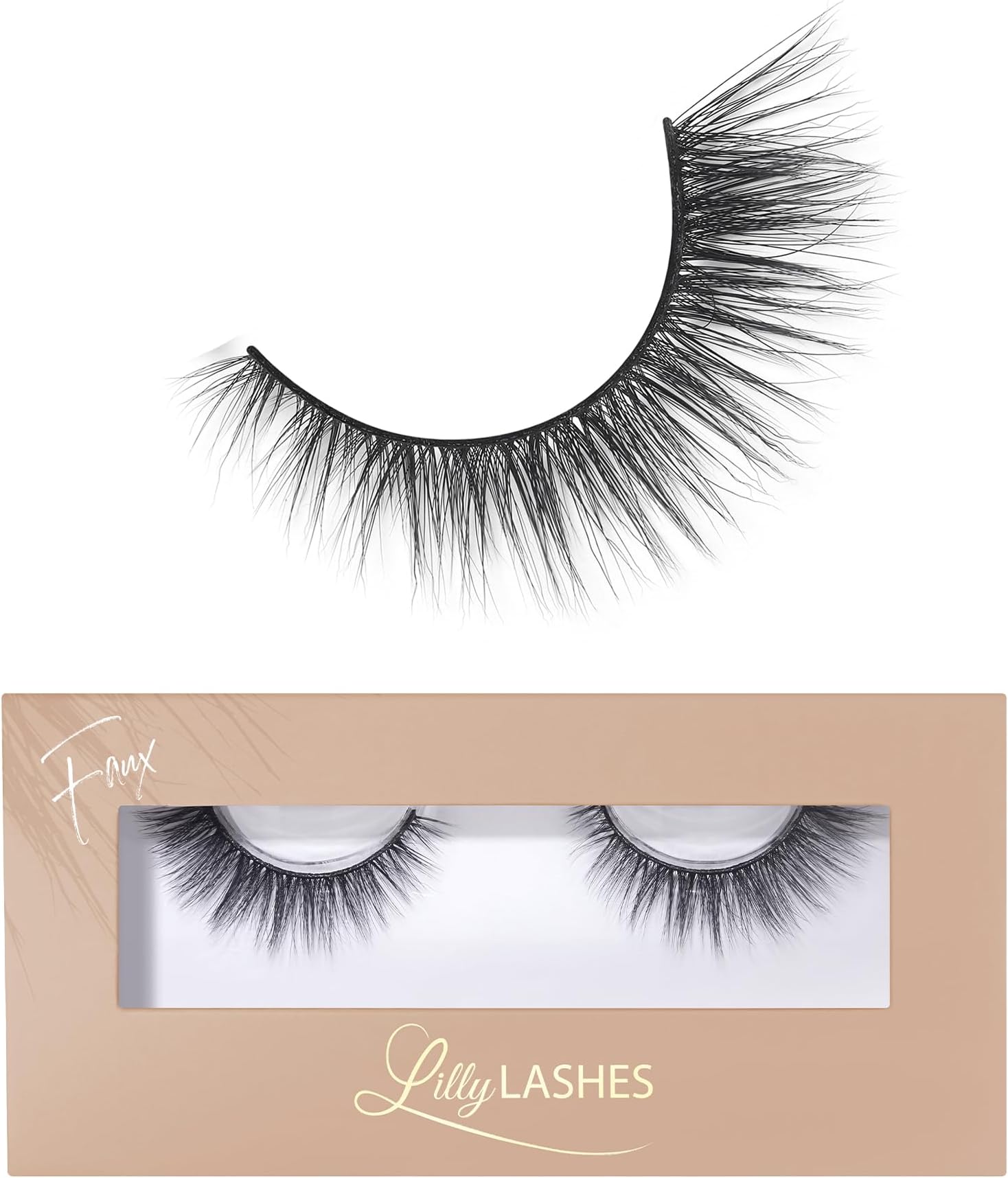 Lilly LashesEveryday Unveil Natural Lashes - Faux Mink Natural Eyelashes, False Eyelashes Everyday Use, Cat Eye Lashes, Individual Lashes Reusable up to 20x, No Lash Glue Included (13mm)