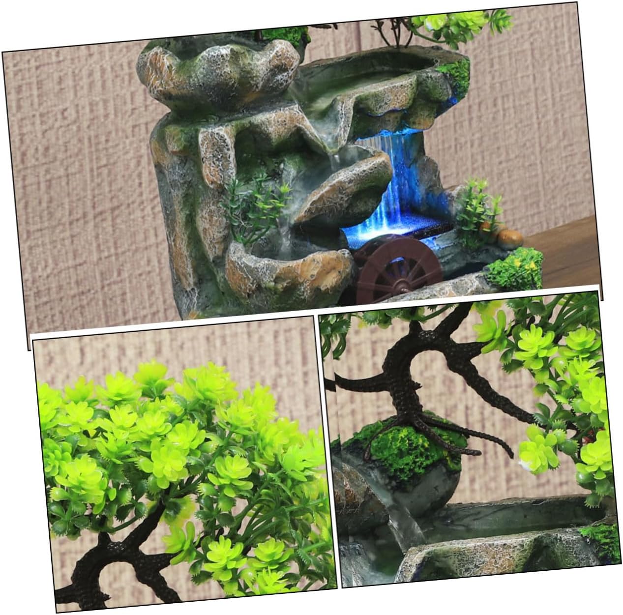 Small Indoor Water Fountain Tabletop Waterfall Desk Fountain Decoration for Relaxation Zen Home Office Bedroom US Plug
