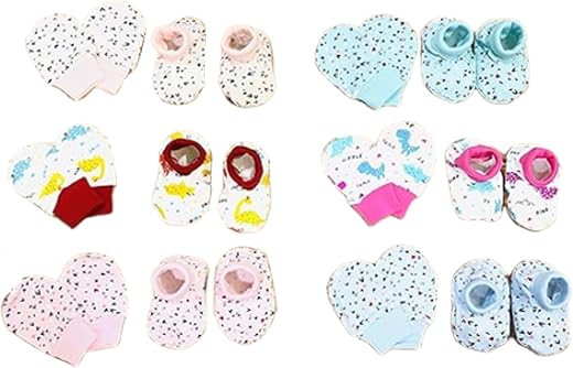 Infantbond Baby 6 Pairs of Mittens & 6 Pairs of Socks(Total Items:12)(0-3 Months)