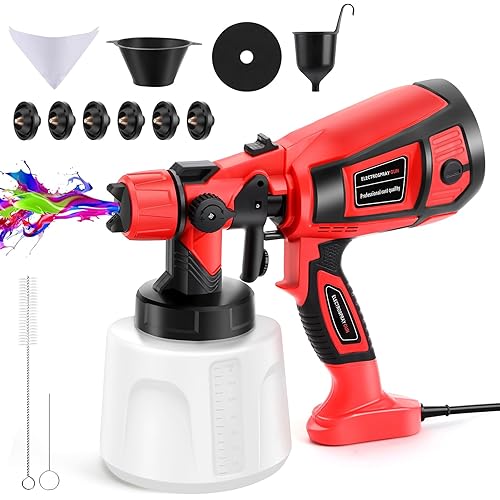 Electric Paint Sprayer Gun– 700W High-Efficiency Paint Gun, Paint Spray Gun with 1400ml Capacity & 6 Nozzle Sizes, Adjustable Flow for Paint Saving, Ideal for Home Renovation and DIY Projects