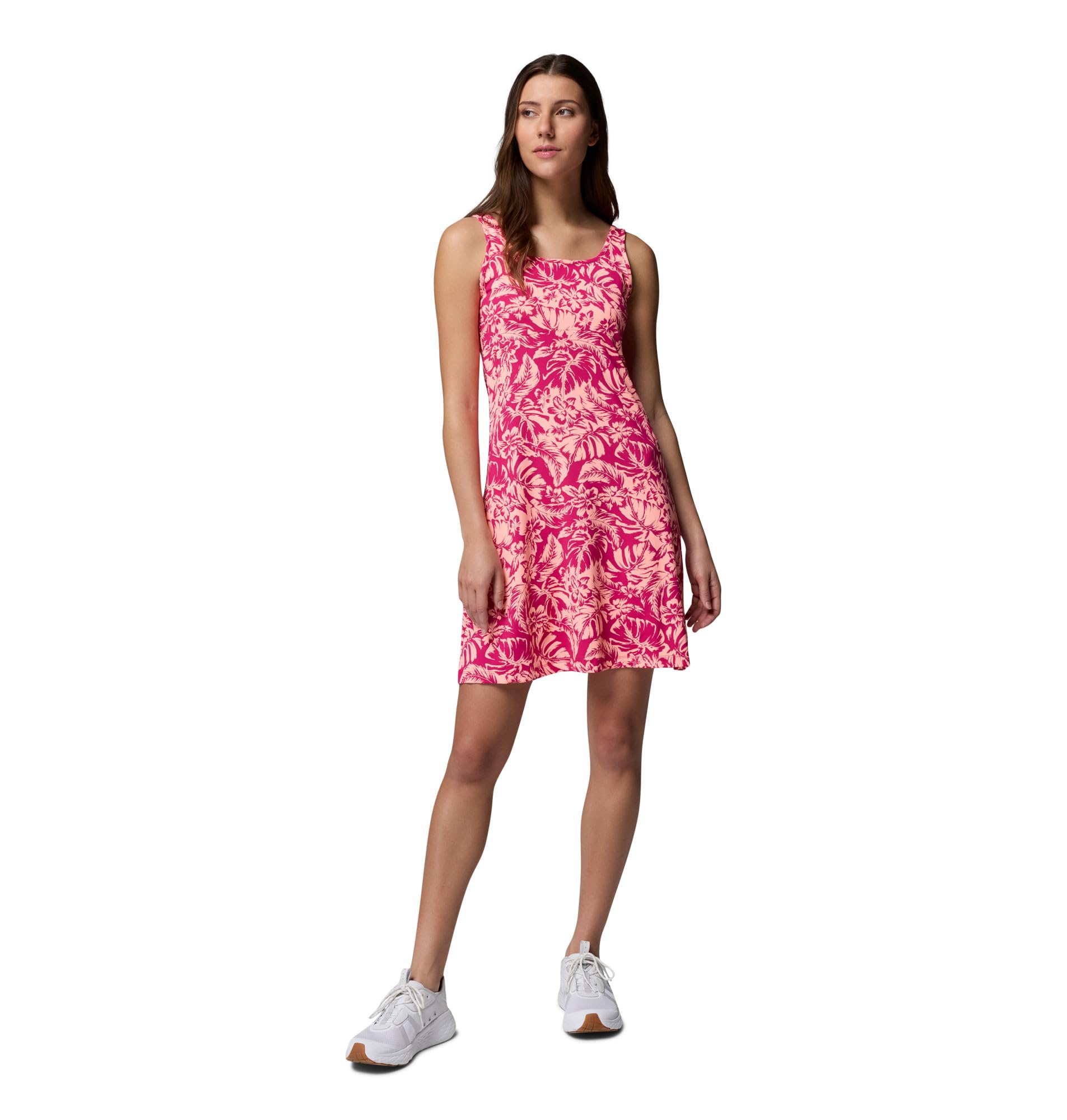 Columbia Women's PFG Freezer III Sun Dress, Guava Pink Vacay Blooms Tonal, X-Large