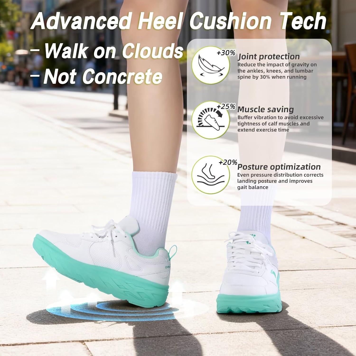 Women's Orthopedic Diabetic Wide Sport Shoes: Comfortable Plantar Fasciitis Arch Support Ankle Pain Relief Flat Feet Swollen Sneakers, Non Slip Cycling Casual Gym Workout Walking Shoes White Size 7.5 - Image 6