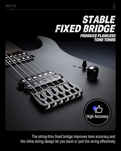 Miniatura 4 de Donner DMT-100 - Guitarra eléctrica de cuerpo sólido, acabado mate de 39 pulgadas, kit de guitarra eléctrica con bolsa, cuerdas, correa, cable,