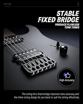 Donner Solid Body Electric Guitar + Guitar Cable 10 ft Black White