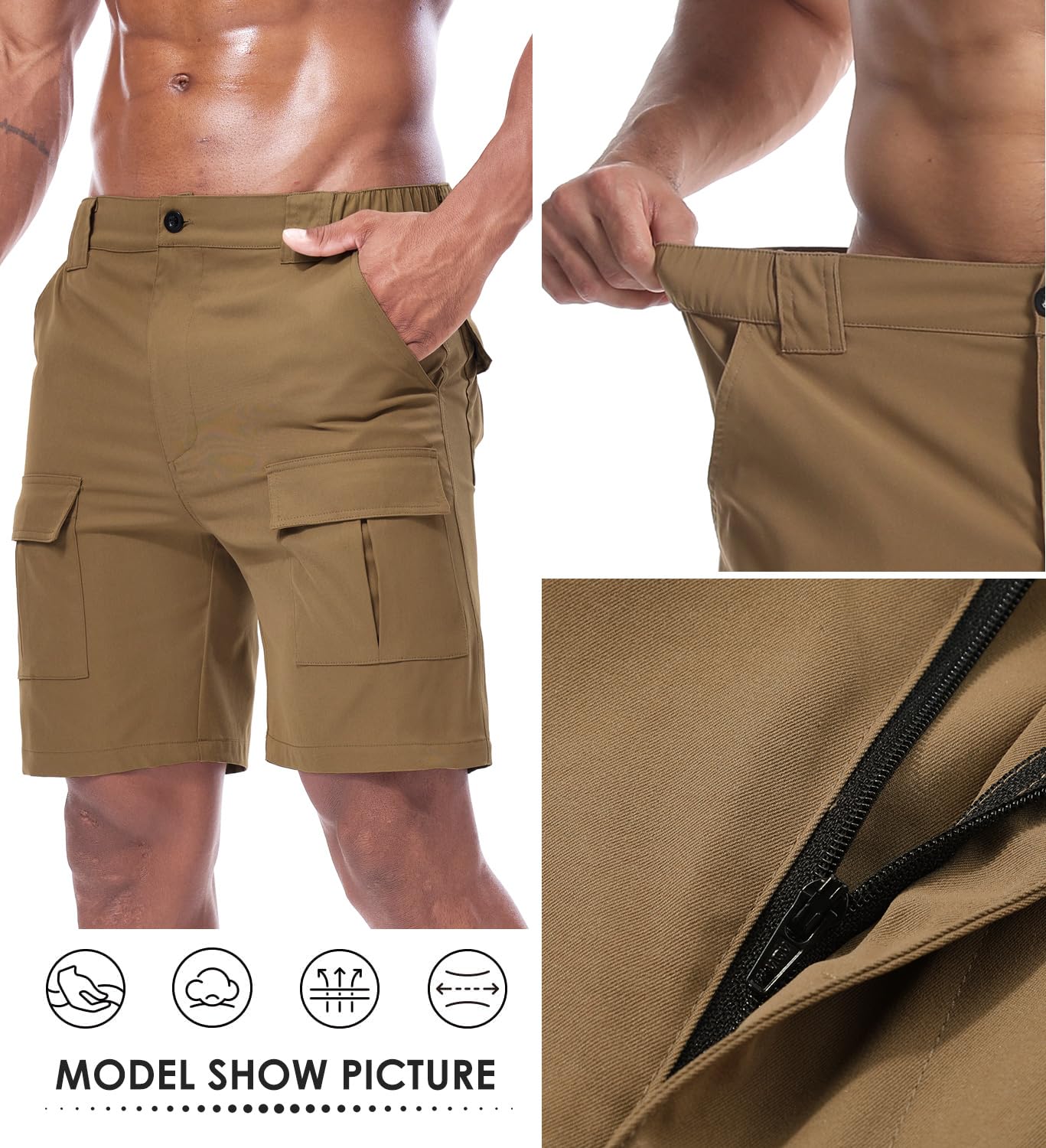 Suwangi Pantaloncini Uomo Cargo Corti Bermuda Chino Shorts Estivi Casual Pantaloncini Corti con 6 Tasche