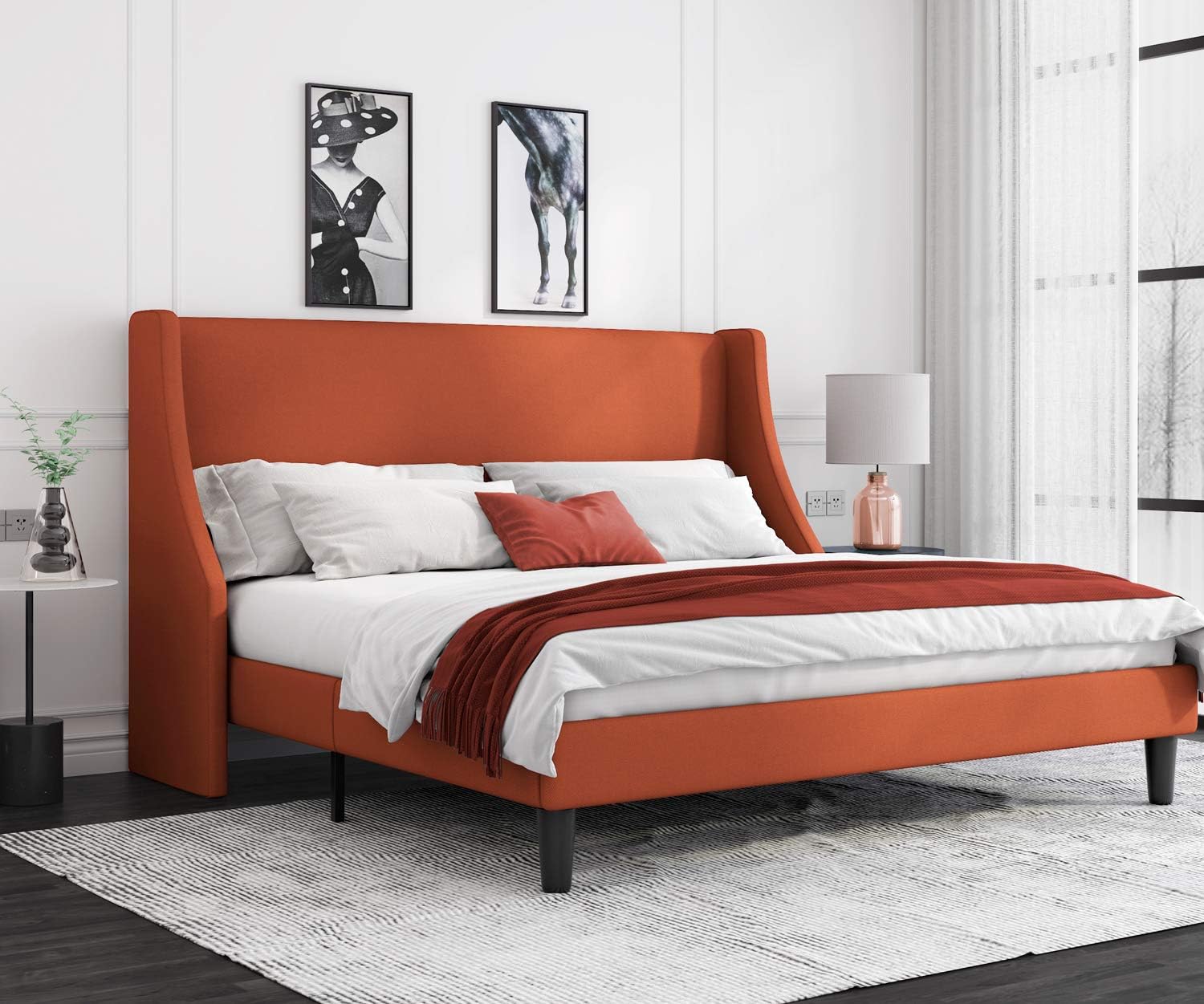 Allewie King Size Bed Frame, Platform Bed Frame with
