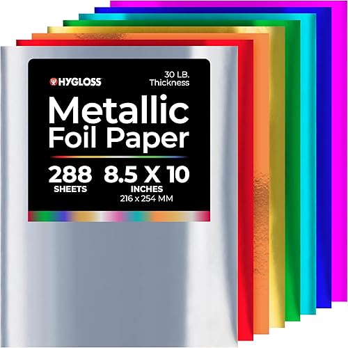 Hygloss Products Papel de aluminio metálico ideal para artes y manualidades actividades en el aula y artistas 85 x 10 pulgadas 8 colores surtidos 12