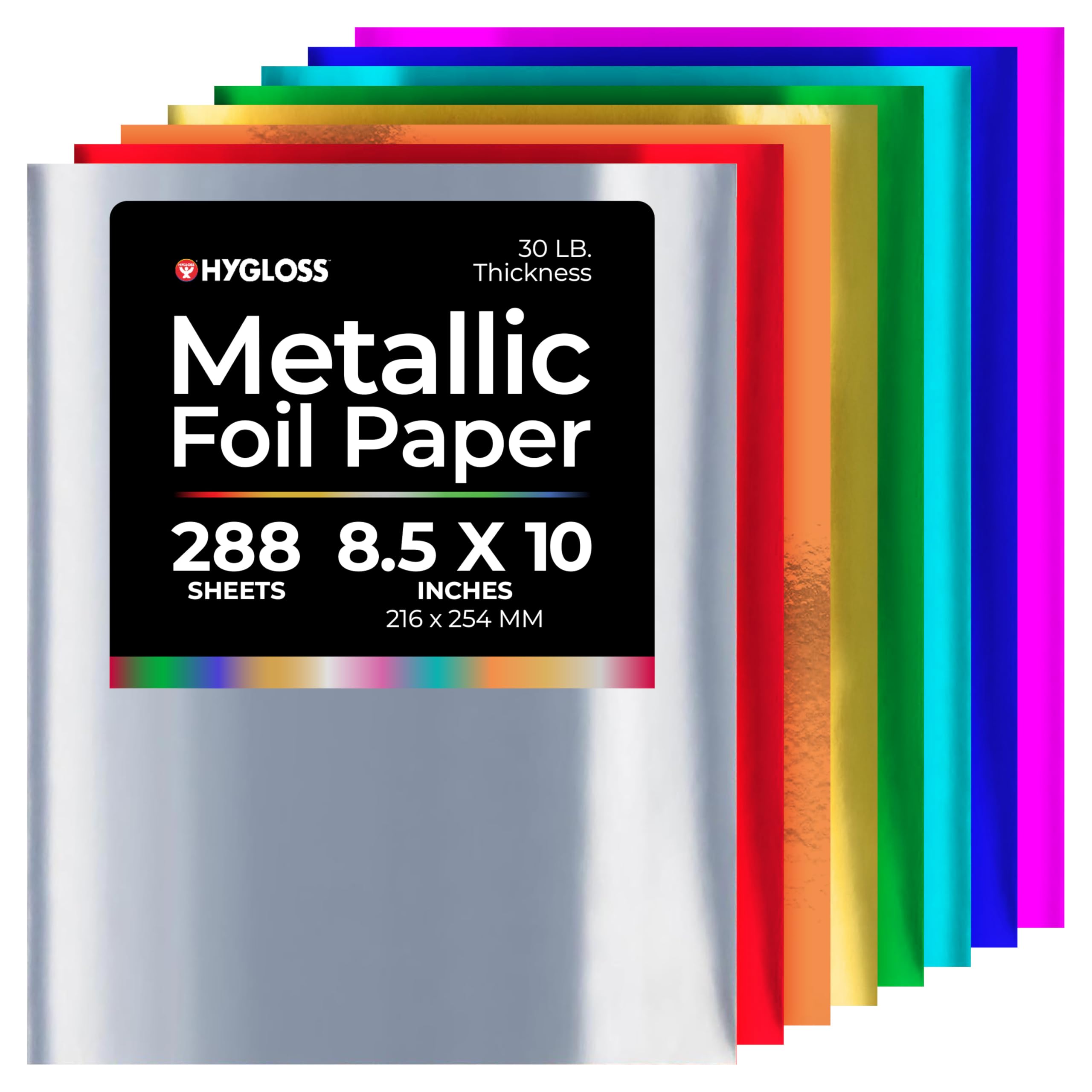 Metallic Foil Paper - 288 Sheets 8 Assorted Metallic Foil Paper - 8.5x10 Inches - Ideal Foil Papers for Crafts - Shiny Craft Paper Sheets