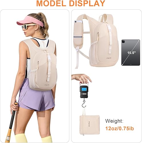 Miniatura 4 de MOSISO Mochila pequeña de senderismo de 10 L para mujeres y hombres, mochila plegable e informal ligera con bolsillo frontal de acceso rápido para