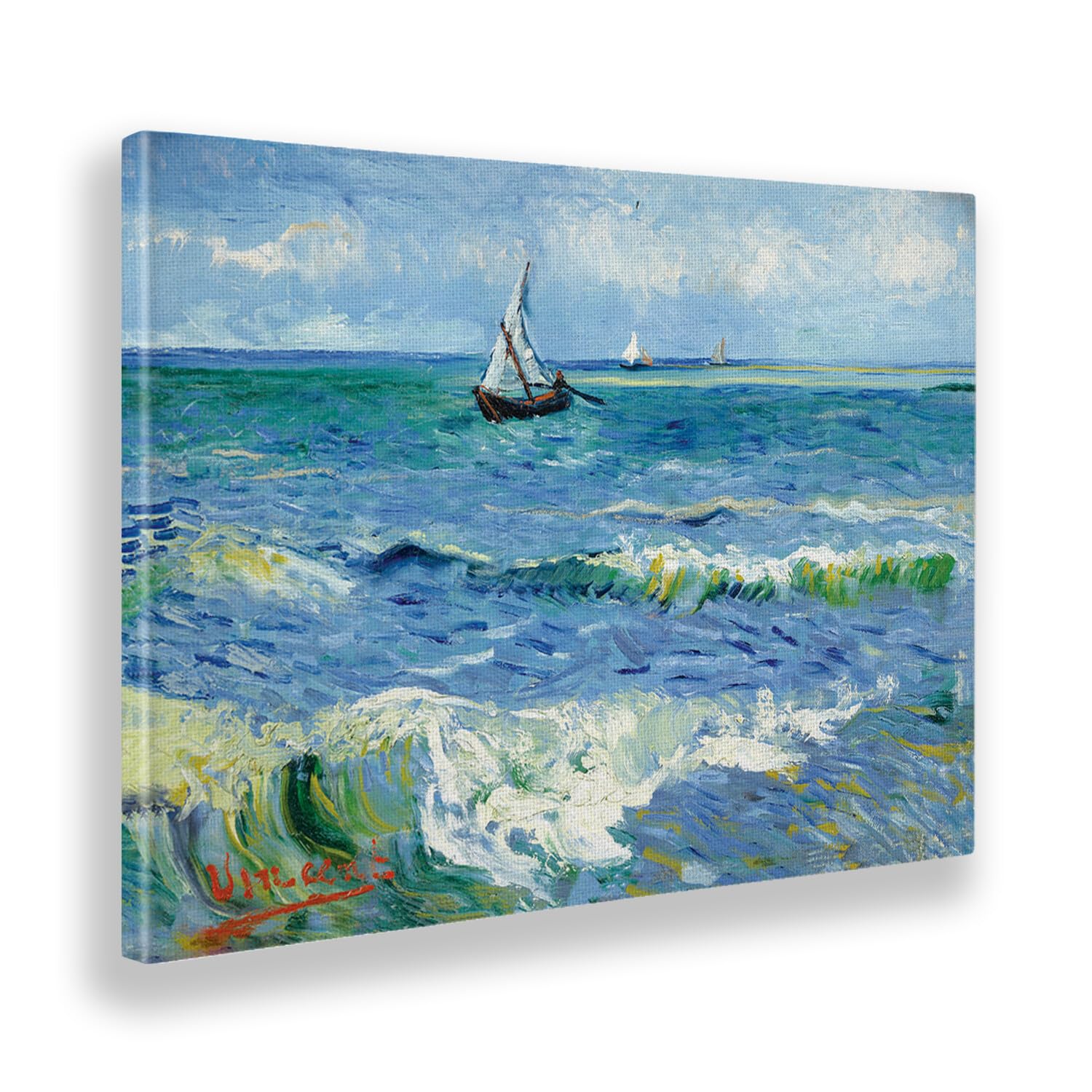 Giallobus - Quadro - Vincent Van Gogh - Il mare a Les Saintes Maries - Tela Canvas Telaio Standard - 100x70 - Pronto da appendere - Quadri moderni per la casa