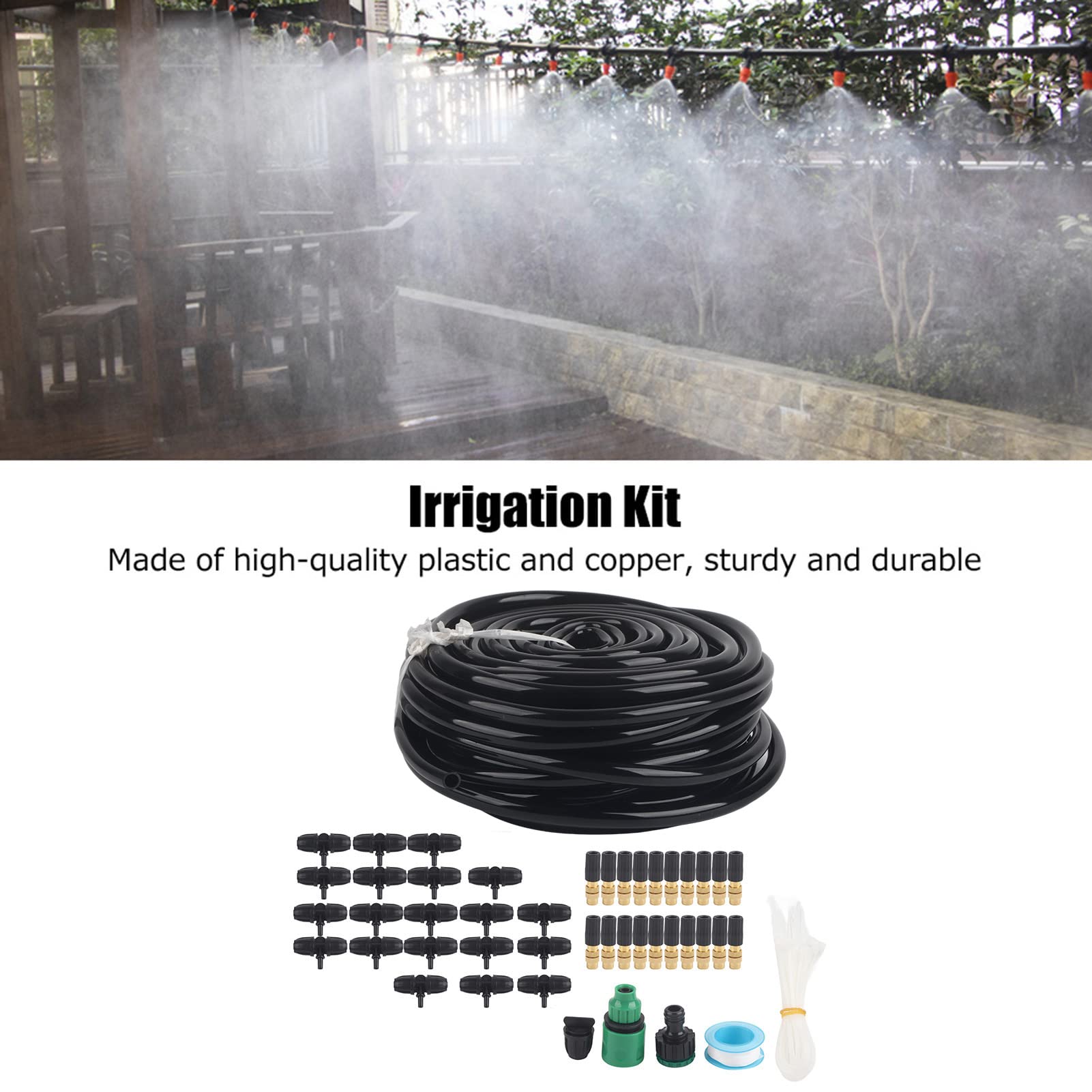 Sistema di Irrigazione da Giardino, Tubo da 20 M, Combinazioni da 20 Pezzi, Kit di Irrigazione a Goccia, Nebulizzazione per Irrigazione E Ugelli in Rame