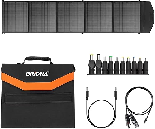 Miniatura 2 de BRIDNA - Kit de panel solar de 200 W, plegable, portátil, cargador de panel solar con pedales ajustables para el hogar, camping, RV, pesca, laptop,
