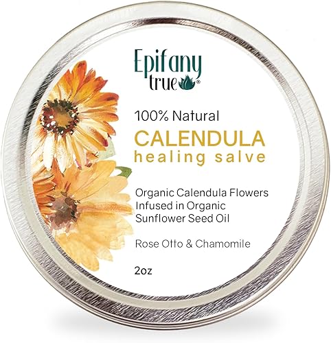 Crema de caléndula 100% natural de 2 onzas Bálsamo calmante para la piel seca, crema de eczema, erupciones, moretones, alivio de picazón de picazón