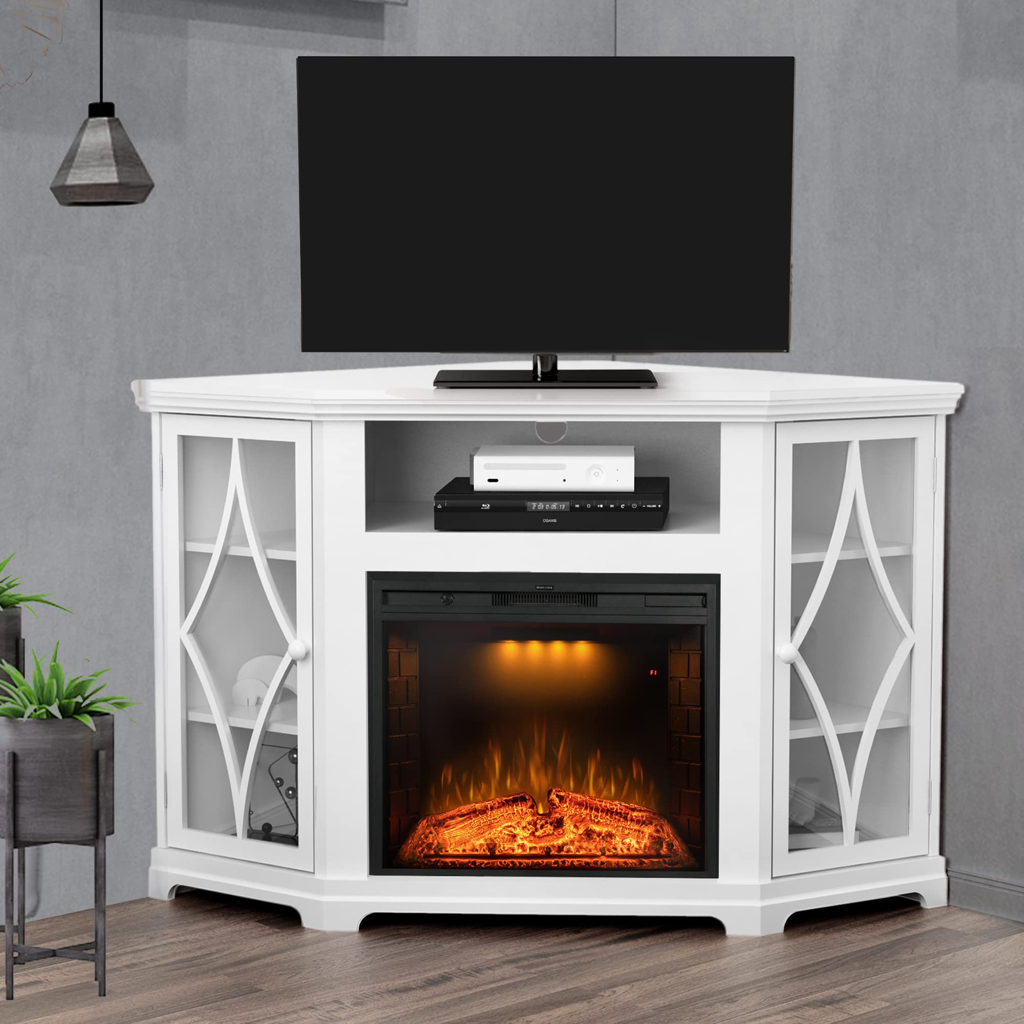 Real Flame Corner Fireplace TV Stand In White sites.unimi.it