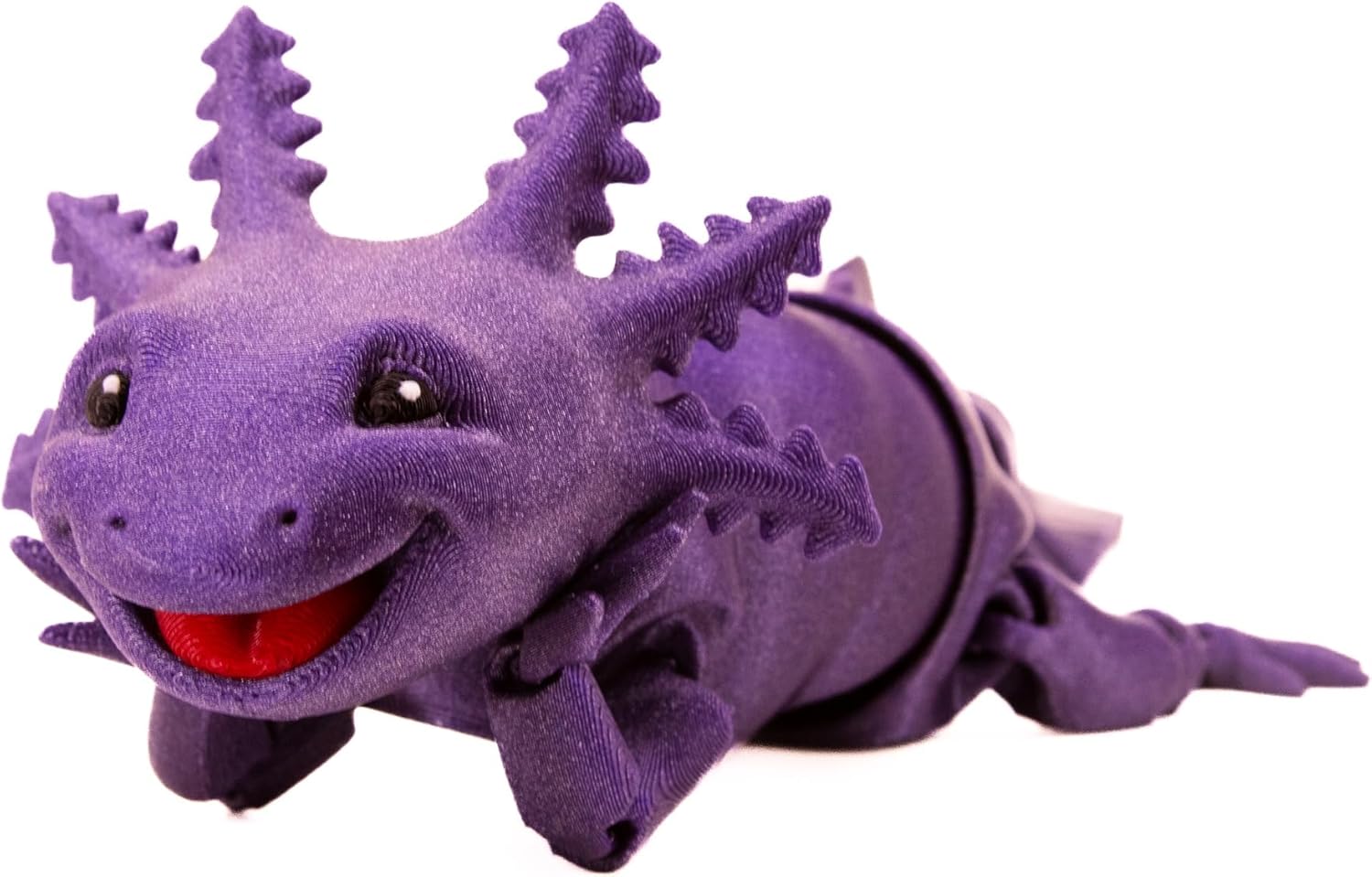 Axolotl Articulated 3D Printed Fidget Toy Design by MatMire Makes (Small, Normal Smile, Galaxy/Sparkle Purple)