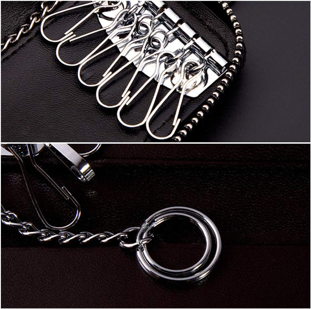 iSuperb Genuine Leather Key Holder Wallet Case Zipper Key Case Card Car Fob 4.3x2.4x1 inches (Rose)