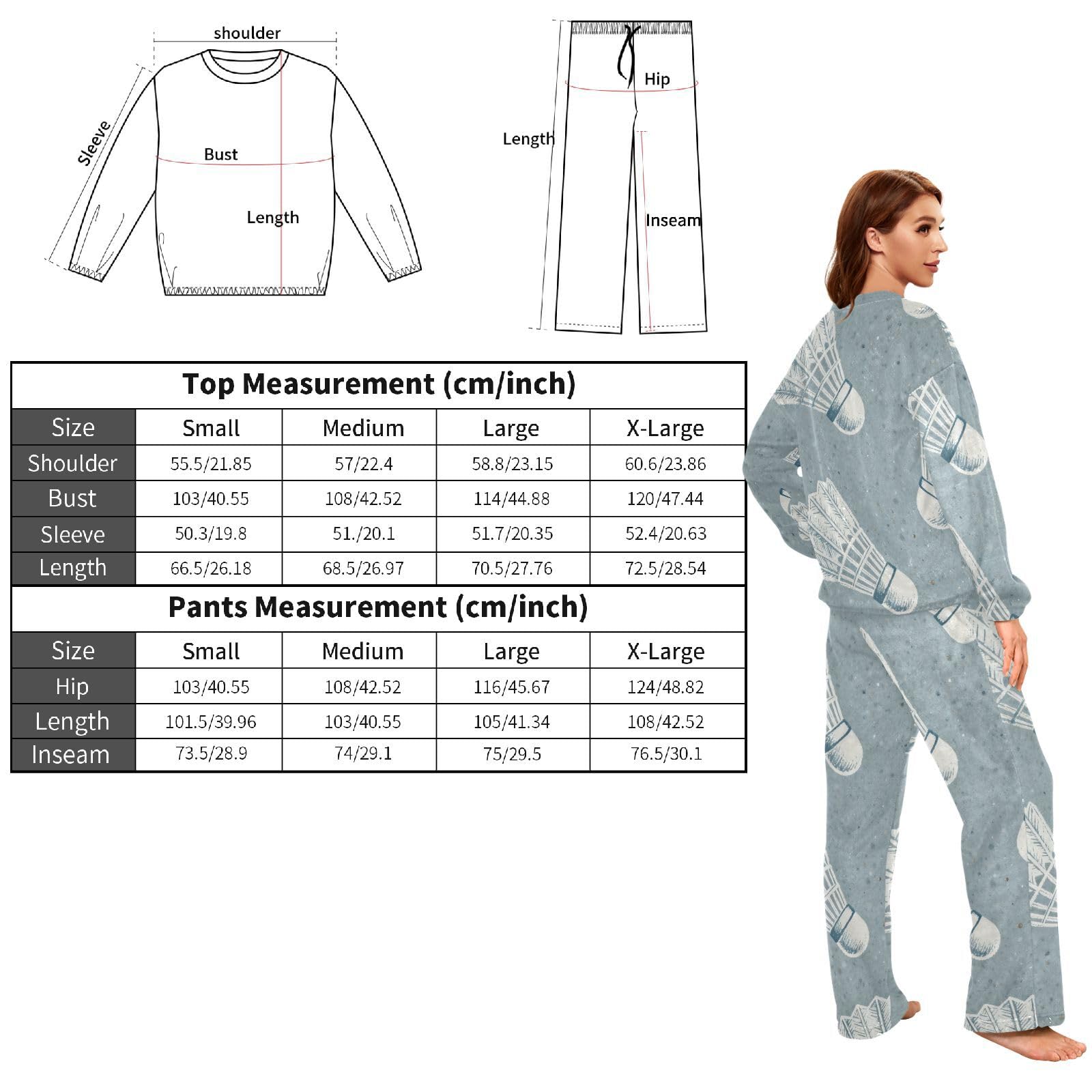 Pj Pj - Set pigiama da donna in morbido pile, con scollo rotondo, a maniche lunghe, colore: bianco