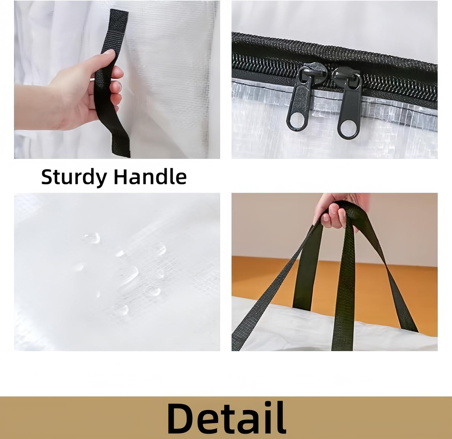 3 Pack Moving Bags Small, Clothes Storage Bag with Lids, RHeavy-Duty Zippers & Reinforced Handles Foldable Organizer Clear Bags for Bedding and Moving – 72L Large Capacity Storage Totes