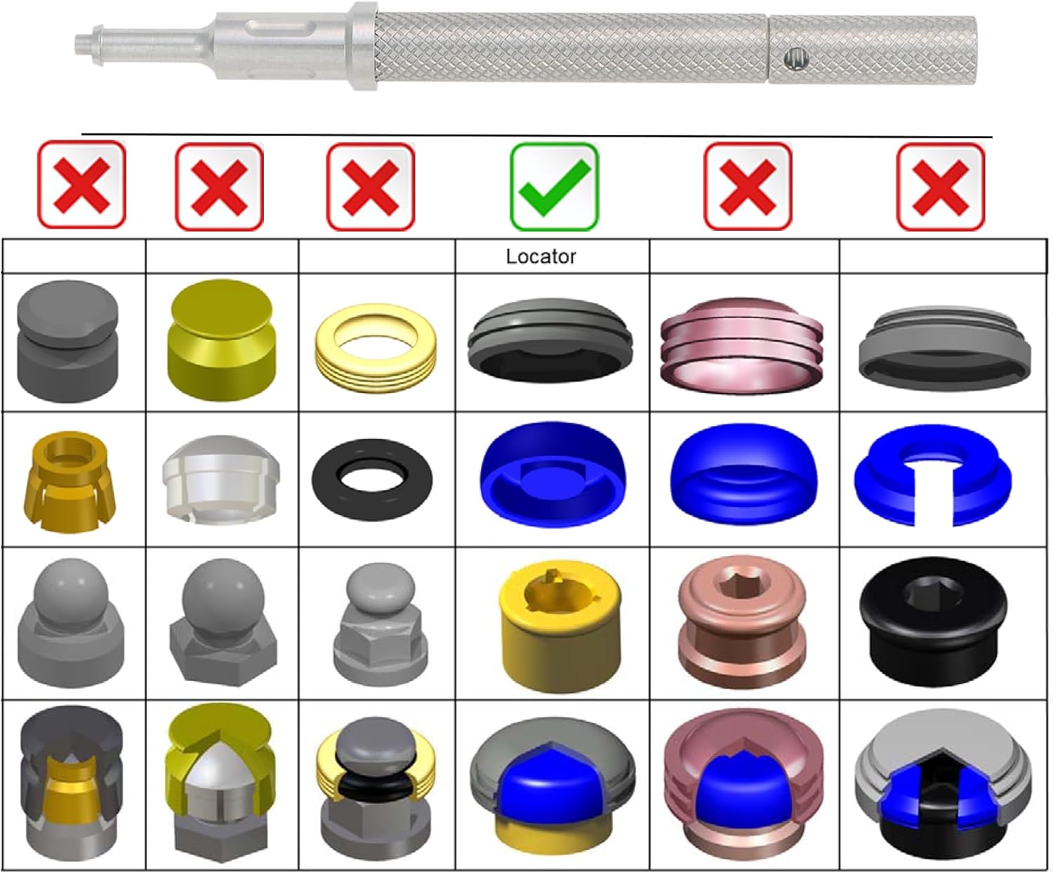 implants Retention Caps Insertion Extraction Removal Locater Core Tool (Locater Core Tool - Silver)