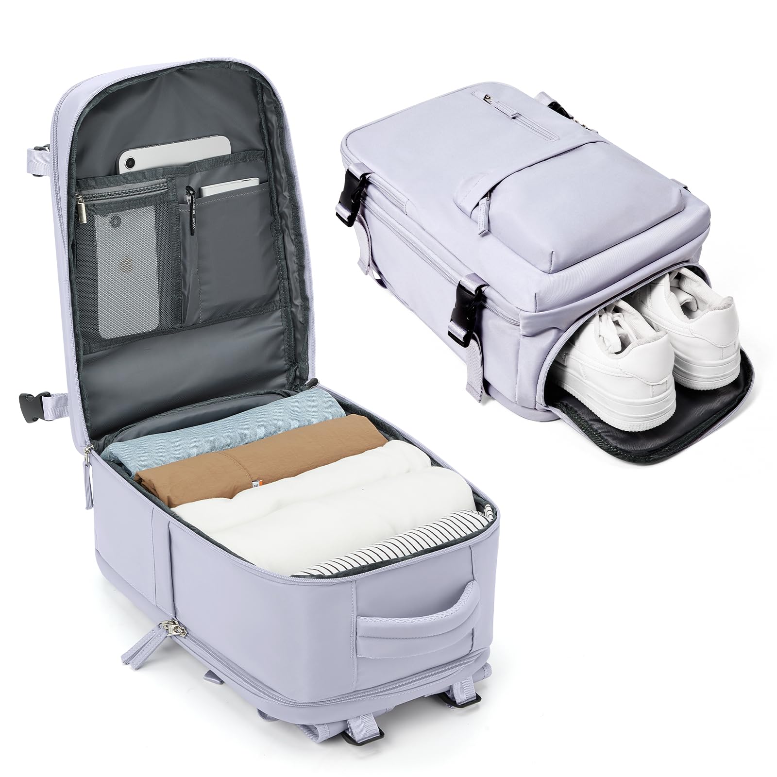 BJLFS Borse da Cabina per Ryanair 40×20×25 Zaino da Viaggio con Sottovuoto Bagaglio a Mano Easyjet 45×36×20,Zaino con sistema di compressione,Zaino Casual per laptop da 14 pollici per scuola