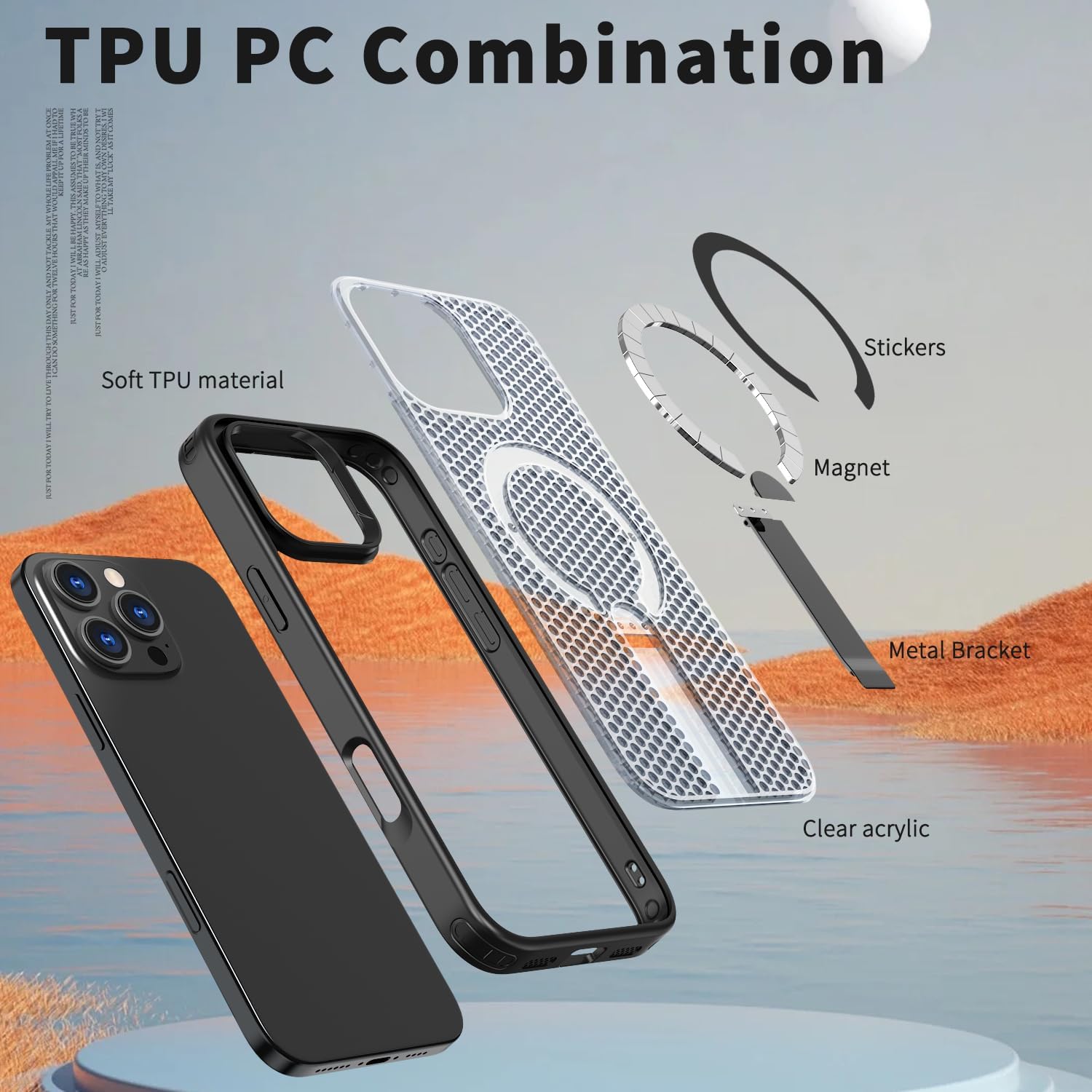 Phone Case for iPhone 16 Pro Max, Frosted Black image 4