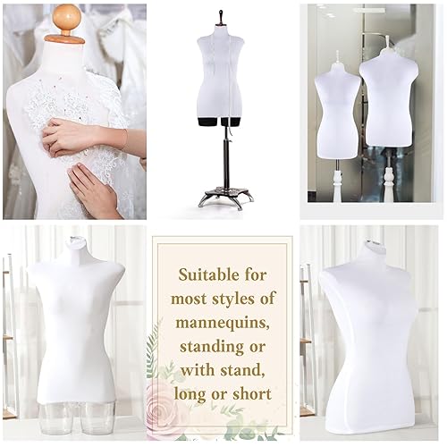 Miniatura 6 de Peryiter Funda de tela para maniquí, 2 piezas, suave y elástica, cubierta de maniquí para la parte superior del cuerpo, para tienda de boutique,