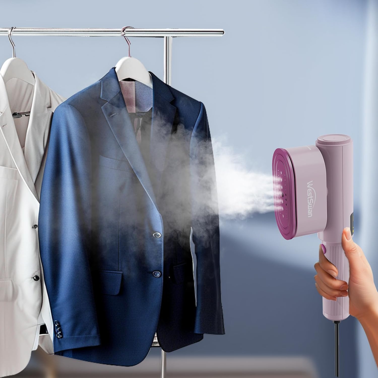 Compact Steam Iron for Travel Versatile Handheld Steamer with Rotating Iron Plate, Suitable for Both Wet Steam & Dry Ironing, Perfect for Home & Travel