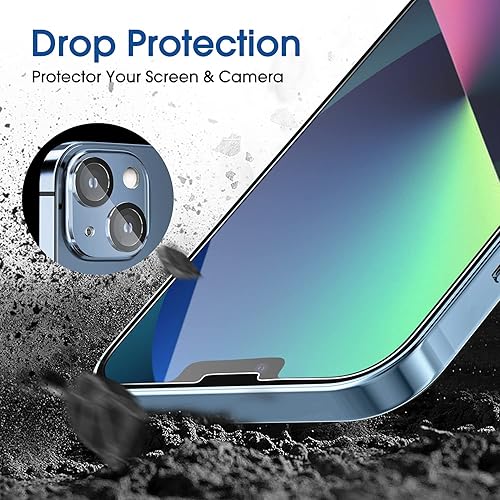 Miniatura 5 de amFilm OneTouch - Protector de pantalla de vidrio templado compatible con iPhone 13/iPhone 13 Pro (6.1 pulgadas, 2021) y protector de lente de