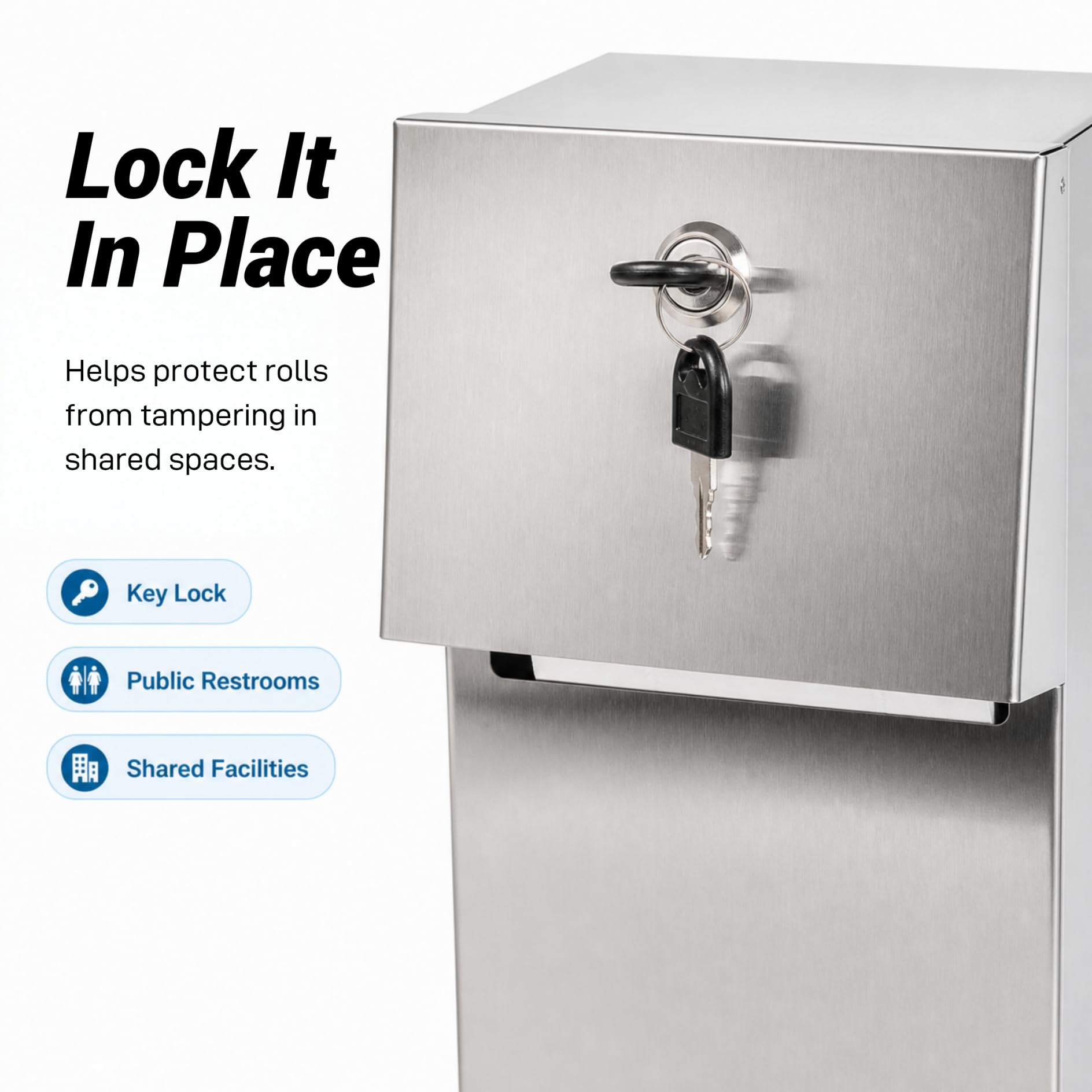 Dispensador comercial de papel higiénico de doble rollo, dispensador de pañuelos de acero inoxidable resistente con cerradura, dispensador automático de toallas de papel sin contacto con estante para