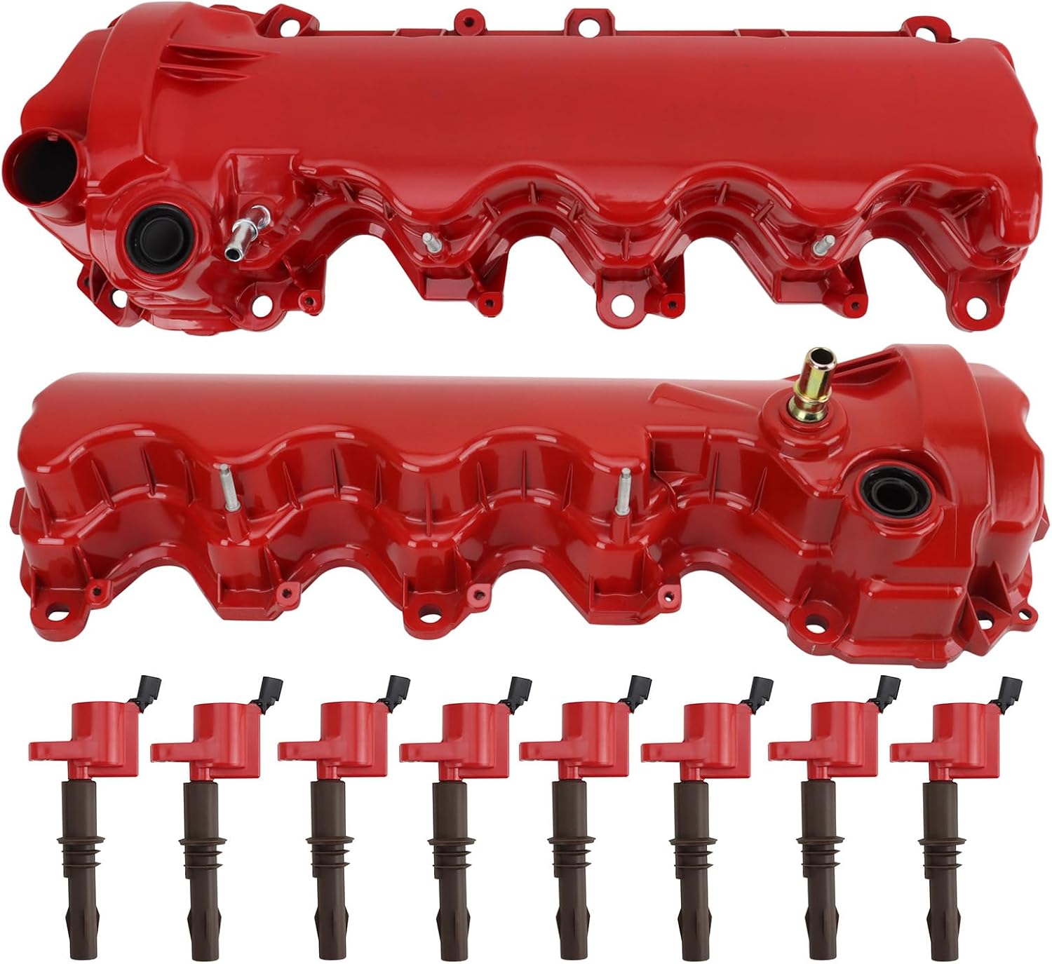 TRQ Performance Ignition Coil Kit 10 Piece Valve Cover Compatible with 07-14 Ford F-150 08-14 Expedition Lincoln Navigator 08-10 Explorer Sport Trac F-250 F-350 Super Duty Mustang Mercury Mountaineer
