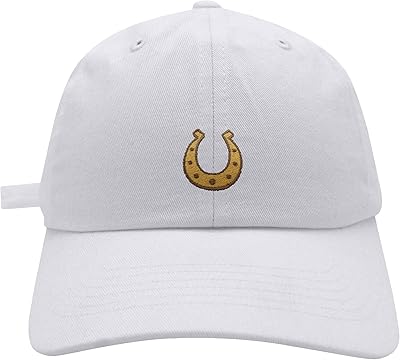 JPAK Horseshoe Baseball Cap Embroidered Cotton Dad Hat - Horse Cowboy White