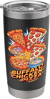 90s Vintage Buffalo Chicken Pizza Slice Fast Food Pizzas Stainless Steel Insulated Tumbler