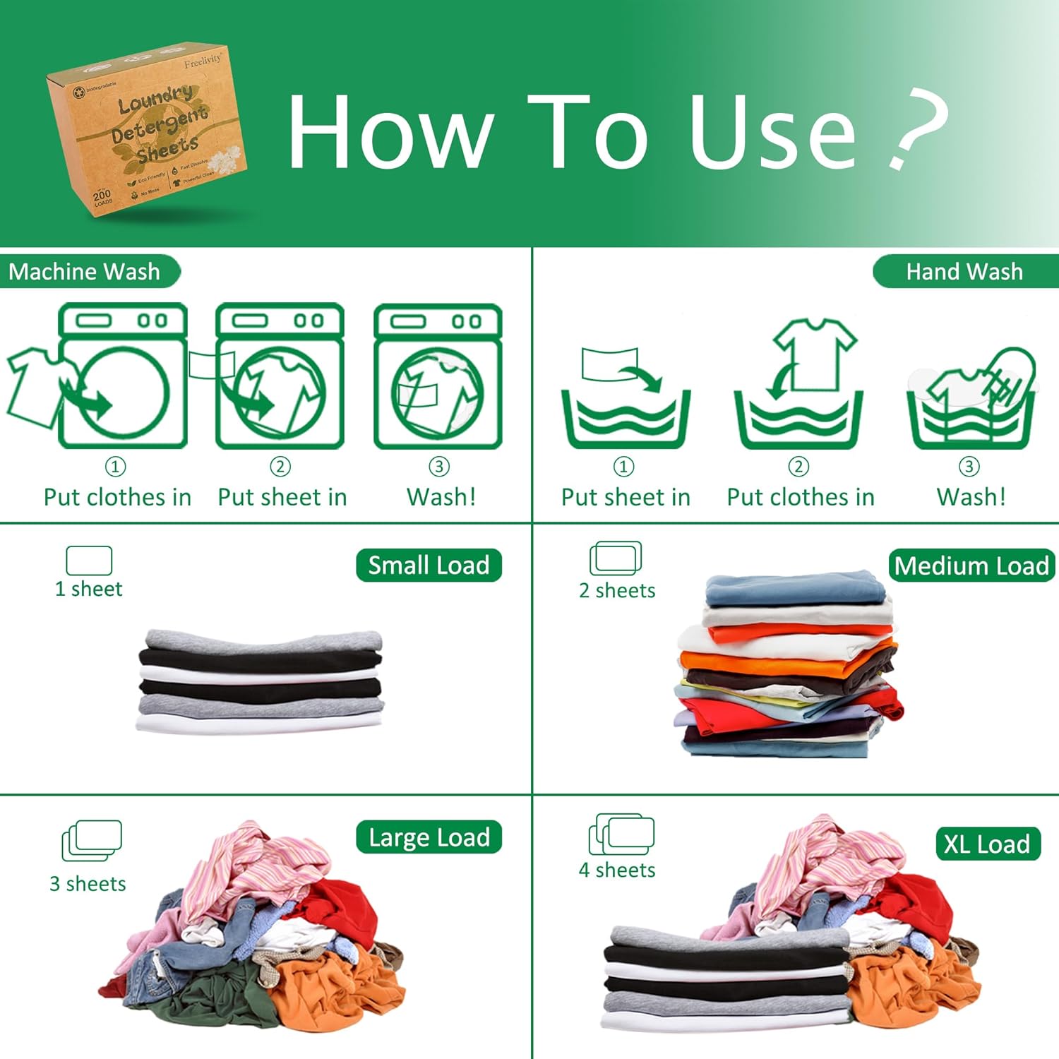 Laundry Deternt Sheets, 200 Sheets Fresh Linen Scent -