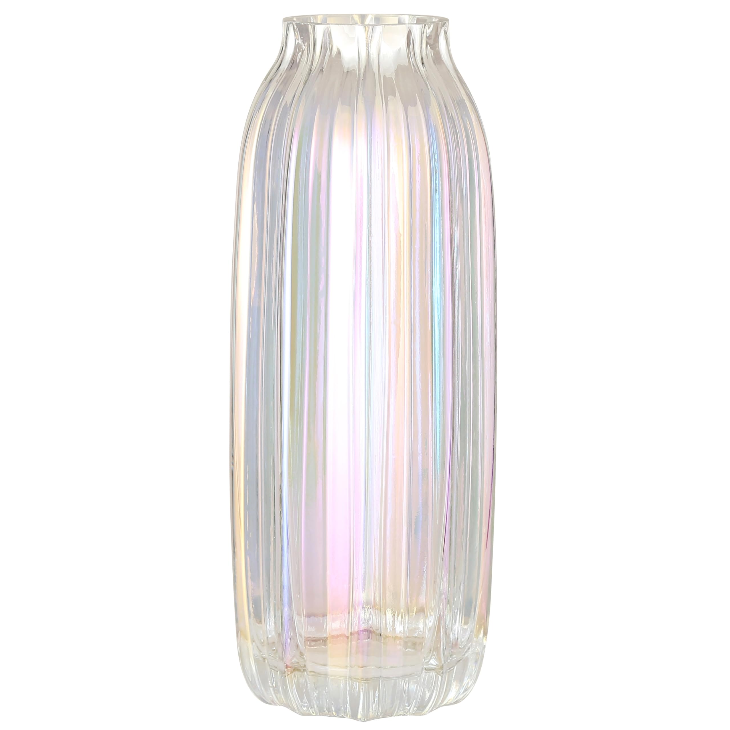 Jaky-Global Colored Large Modern Glass Vase Irised Crystal Clear Glass Vase 32Cm For Decorative Home Office Centerpieces Flowers Décor( 32Cm)