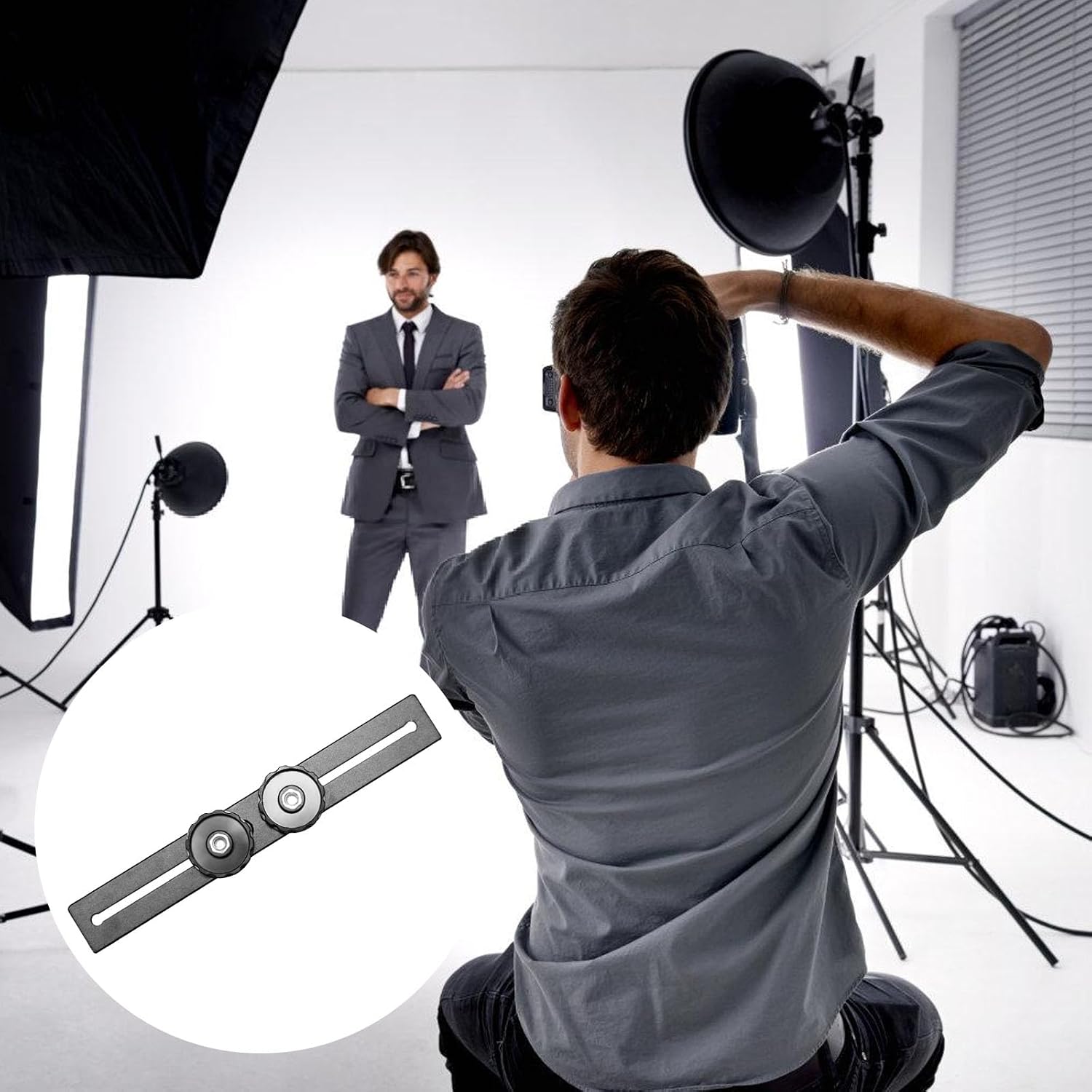 Double Flashes Bracket Double Tripod Mount Bracket Flashes Extension for DSLR Camera LED Flashes Light 1/4inch Screw
