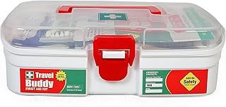 Tool Zone ® Travel Buddy Plastic First Aid Kit With Medicines useful for Domestic and Industrial use (Content -64 Pcs of Medicines with Plastic Milton Box) (1 Pc- White)